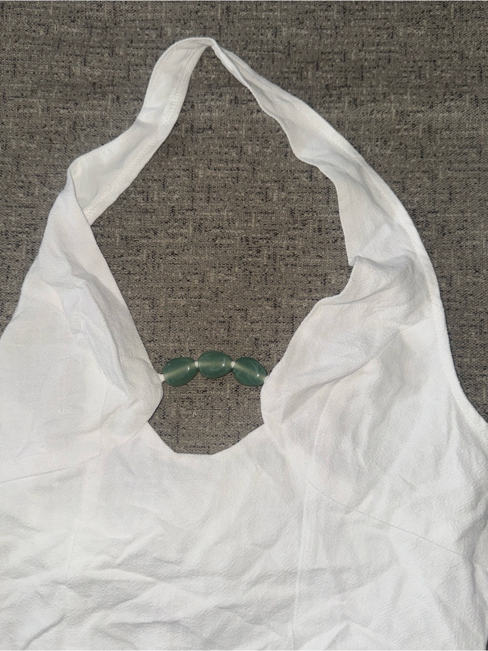 Missguided + White Halter Bandeau with Green Bead Detail